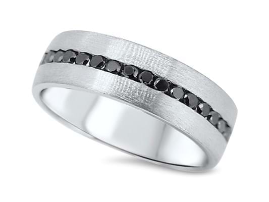 Black Diamond Textured Wedding Band