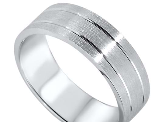 Textured and Engraved Wedding Band